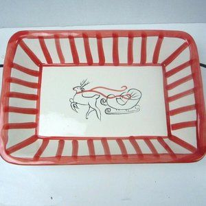 Bake 'N' Serve Ceramic Dish Metal Holder New Farmhouse